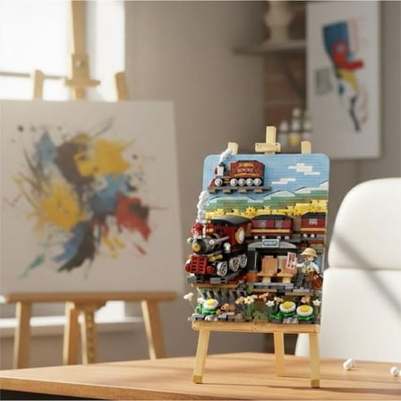 MiniklabToys Lz-1296 Loz Tren İstasyonu Ahşap Boyama 758 Parça Block Oyuncak