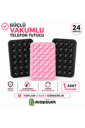 Silikon Vakumlu Telefon Tutucu, Cep Telefonu için Silikon Yapışkanlı, Kaymaz Vantuz Telefon Tutucu ( 1 ADET )