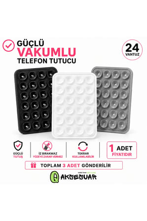 Vakumlu Telefon Tutucu vantuzlu Kaymaz Telefon Sabitleyici, Silikon Yapışkanlı Tutucu ( 1 ADET )