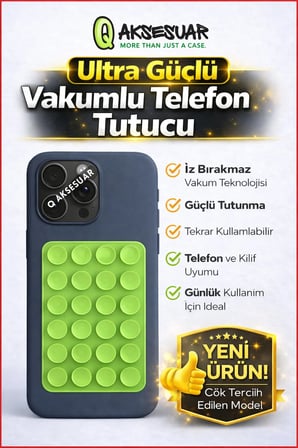 Silikon Vakumlu Telefon Tutucu, Cep Telefonu için Silikon Yapışkanlı, Kaymaz Vantuz Telefon Tutucu ( 1 ADET )