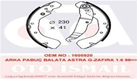 Valeo 562640 Arka Fren Balatası İnce Tip Astra F Astra G Vectra B Zafira A 1605920
