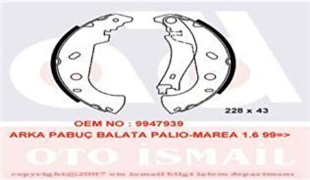 Valeo 562646 Arka Fren Balatası Pabuç Marea Albea Palio Weekend 1.2 1.4 1.6 1.9 96- 77362284