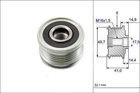 Valeo 588025 Alternatör Kasnağı Mercedes A-Serisi W168 98-04 W169 04-12 Vaneo 414 02-05-Mitsubishi Colt 1.5 DID 2004-2011 6401500160