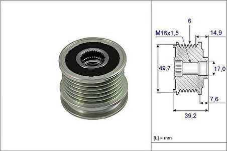 Valeo 588039 Alternatör Kasnağı W202 97-01 W210 98-02 V-Class 638 2 99-03 Vito 638 99-03 Sprinter 00-05 6111550615