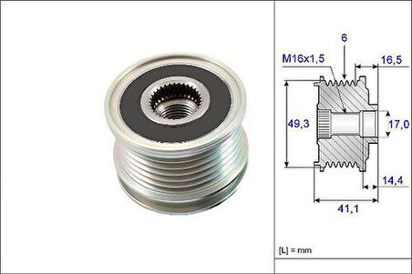 Valeo 588048 Alternatör Kasnağı Rulmanlı Ds3 C3 III P208 P207 P3008 P2008 Partner Tepe 207 P308 P508 P208 P5008 C3 Pıcasso C4 C4 Pıcasso C5 III Berlıngo III Ep6 Ep6C Ep6Cdt Mını Cooper S R56 R57 R58 R59 120A Icın 1.6 Vtı 1.6Thp 16V W11B15