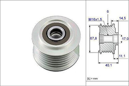Valeo 588050 Alternatör Kasnağı Transporter T4 2.5 TDI 98-Lt 46 2.8 DTI 02- 021903119K