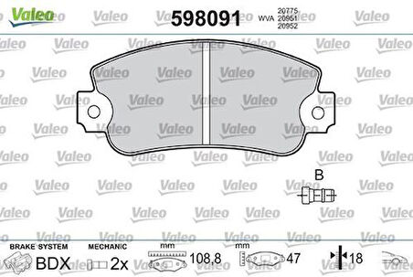 Valeo 598091 Fren Balatası Perf Fiat Uno R89 Fr 71748384