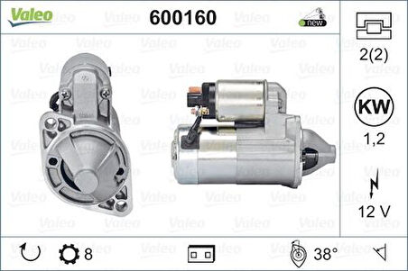 Valeo 600160 Marş Motoru Hyundai Coupe Elantra I30 Kia Ceed 3610023070