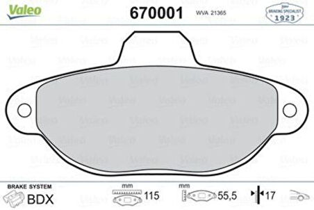 Valeo 670001 Ön Fren Balatası 500 07> 1.2 500 07> 500 Fıat Siena Albea Lınea 07> Doblo Cargo Fıorıno 08> Bravo II 07> Stılo 01>06 Panda 03> 1.2 Panda 06> Punto I 93> Y 95> Mıto 08> Bipper 08> Nemo 08> Ka 08> 1.2 Ka 16>