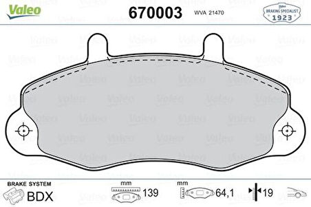 Valeo 670003 Ön Fren Balatası Transit T12 91 01 6965579