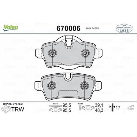 Valeo 670006 Fren Balatası Arka Mini R55 34212289154