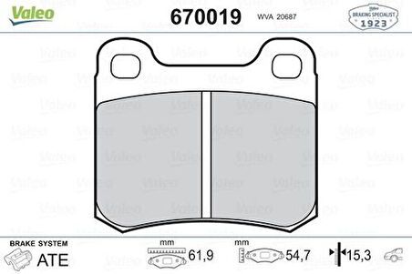 Valeo 670019 Fren Balatası Arka Mercedes W201 W202 C124 W124 C124 2068703