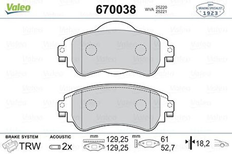 Valeo 670038 Ön Fren Balatası C4 B7 1.4 VTI.1.6 HDI 11 2009 DS4 1.6 HDI.1.6 E HDI 04 2011 1611840080