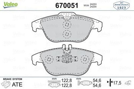 Valeo 670051 Fren Balatası Arka X204 08-15 W204 07-14 S204 07-14 C207 11-16 A207 10-15 54200720