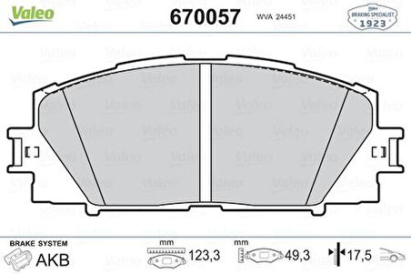 Valeo 670057 Ön Fren Balatası Toyota Corolla 13-Yaris 11- 446512640