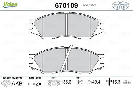 Valeo 670109 Disk Fren Balatası Ön Nissan Almera 1.6 06- 410606N091