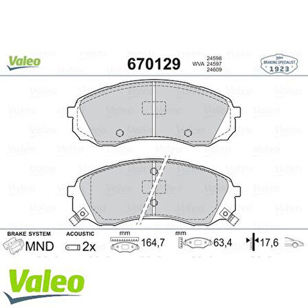 Valeo 670129 Ön Fren Balatası Hyundai H1 07-Stare 07-Kia Carnival III 06-14 581014HA50