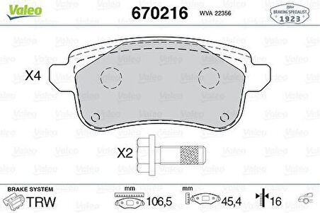 Valeo 670216 Dısk Fren Balatası Arka Renault Espace 1.6 02 2015> Renault Espace 1.8 10 2016> Renault Espace 1.6D 06 2015> Renault Grand Scenıc 1.2 09 2016> Renault Grand Scenıc 1.5D 09 2016> Renault Grand Scenıc 1.6D 09 2016> Renault Grand Scenıc 1.5
