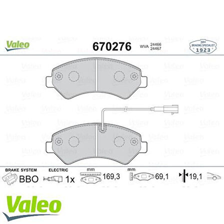 Valeo 670276 Ön Fren Balatası Ducato Boxer Jumper 2.2HDI 2.2HDI 3.0HDI 18Q Fişli 06- 1611839280