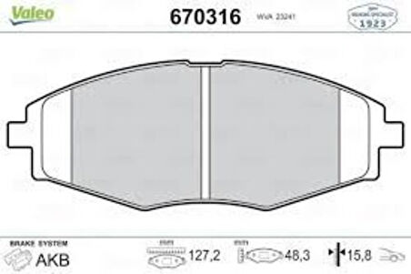 Valeo 670316 Ön Balata Kalos 1.2-1.4-1.4 16V Sedan-1.4 16V 03 05-Matiz 0.8-1.0 03 05-Lanos 1.4 96288629
