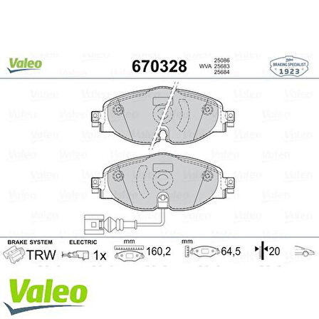 Valeo 670328 Ön Fren Balatası A3 Golf VII Leon Octavia 1.2 1.4 1.8TFSI 1.6 2.0TDI 12- 8V0698151