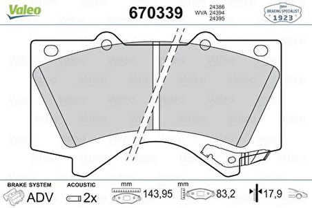 Valeo 670339 Disk Fren Balatası Ön Toyota Land Cruiser 8 2009-Land Cruiser SW Uzj Vdj 9 2007- 446560280