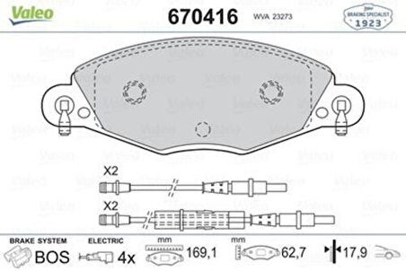 Valeo 670416 Ön Fren Balatası Fişli C5 2.2 HDI 3.0 V6 HB Sedan 1617274180