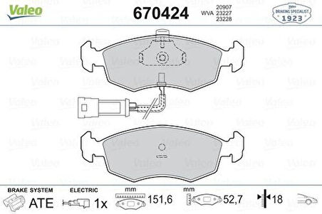 Valeo 670424 Ön Balata Palio Weekend 96 Albea 01 Doblo 00 Fişli 9947954