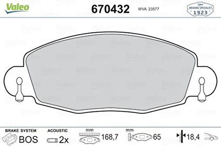 Valeo 670432 Ön Fren Balatası Transit V184 02-06 Arkadan İtişli YC152K021AC