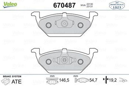 Valeo 670487 Ön Fren Balatası Golf IV 97> Bora 98> Polo V 09> Polo IV 01> Jetta IV 10> Beetle 11> Up 11> Lt28-35 96>06 Lt28-46 96>06 A1 10> A3 96> Cordoba 02> Toledo Ibıza IV 01> Ibıza V 08> Leon 99> Fabıa Octavıa Roomster 06> Cıtıgo 11> Rapıd 12> V-
