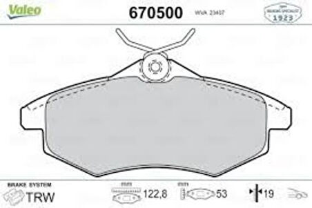 Valeo 670500 Ön Fren Balatası C2 C3 1.1 1.4L 1.4HDI 03- 4253.45