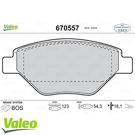 Valeo 670557 Ön Fren Balatası Megane II 1.4I 16V Sedan 98Hp 02>