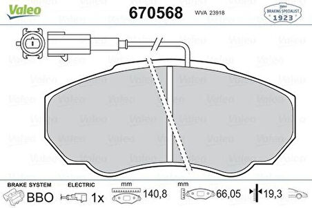 Valeo 670568 Ön Fren Balatası Boxer Ducato Jumper 2.0HDI 2.0I 2.2HDI 14Q Fişli 02 05 71752979
