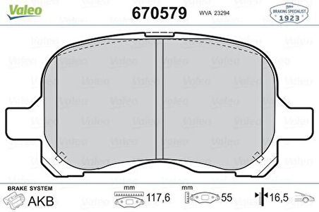 Valeo 670579 Ön Fren Balatası Corolla AE111 98- 446512240