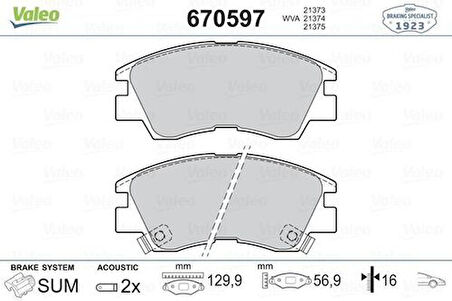 Valeo 670597 Ön Fren Balatası L200 L300 Pajero