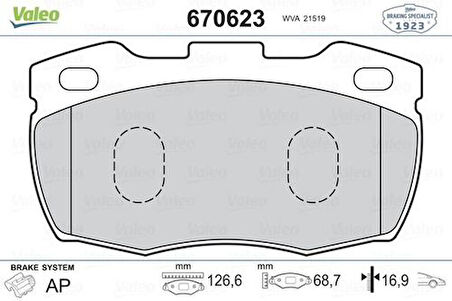 Valeo 670623 Fren Balatası Ön Defender