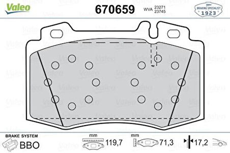 Valeo 670659 Fren Balatası Ön W203 02-07 S203 02-07 C209 02-09 C219 04-10 W211 02-08 W220 98-04 34205820