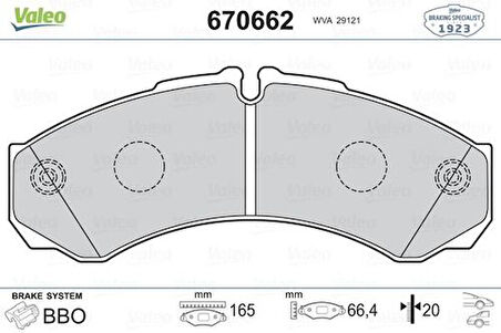 Valeo 670662 Ön Fren Disk Balata Daily 99-06 20mm 1906401