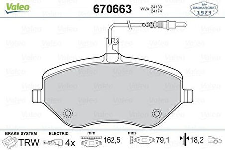 Valeo 670663 Ön Fren Balatası P407 2.0HDI 2.0I 4253.48