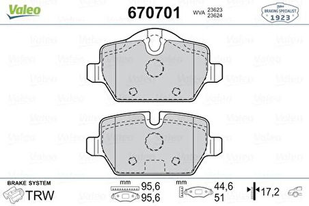 Valeo 670701 Arka Fren Balatası BMW E90 E86 34216767145