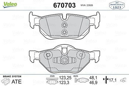 Valeo 670703 Fren Balatası Arka Kulaklı BMW E87 E90 X1 E83 34216774692