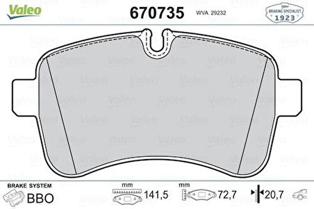 Valeo 670735 Arka Fren Disk Balata Daily IV 06-Daily V 11-Tüm Modeller 05 06- 42555917