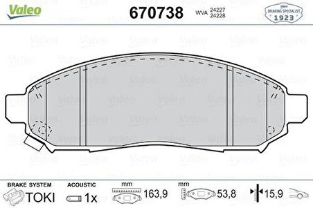 Valeo 670738 Ön Fren Balatası Nissan Navara 04-10 Pathfinder 05-11 17 Jant 41060EB326