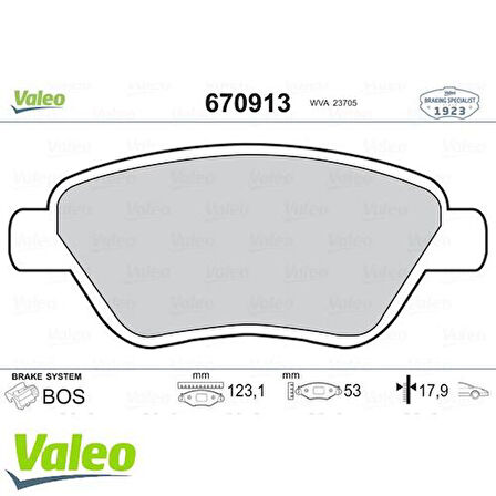 Valeo 670913 Ön Fren Balatası Albea 1.2 1.6 01-Siena 1.6 02-Palio Po 04- Doblo 1.3 Multijet 55175317