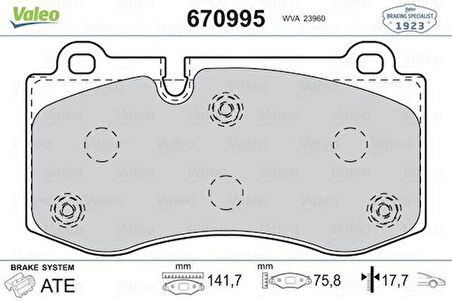Valeo 670995 Fren Balatası Ön W211 05-08 W221 06-13 C216 06-13 R230 01-11 44208020