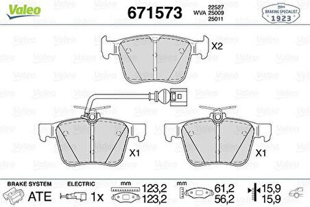 Valeo 671573 Fren Balatası Arka Rs3 17-21 Rsq3 20-TT 17- 8V0698451B