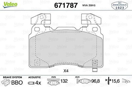 Valeo 671787 Ön Disk Fren Balatası Cadillac Ct6 Performance 16 Cadillac Cts Vsport Performance 14 23441307