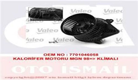 Valeo 698277 Kalorifer Motoru Megane 98-Klimalı 7701046058