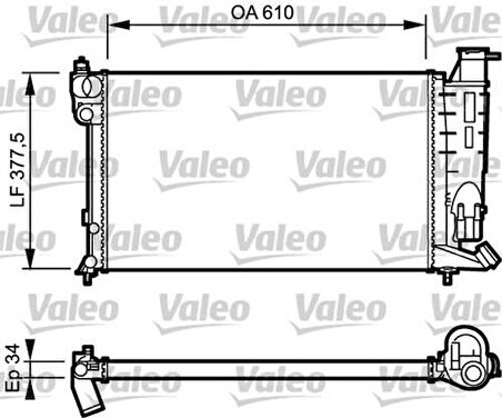 Valeo 730983 Motor Su Radyatörü Mekanik P306 1.8 8V BVA Xu7Jp Alt Hortum Yerı Segmanlı 1301.TL