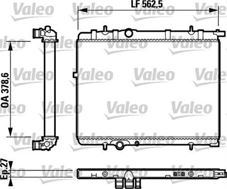 Valeo 732893 Su Radyatörü P307 206 C4 C4 B7 DS4 Xsara II Xsara Picasso Tu5Jp4 1.6 16V Otomatik 206 Tu3JpÖlçü 378x562x27 1330.F6